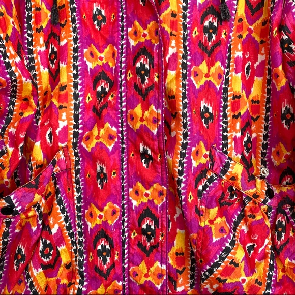 Vintage 80's Aviat Sportif Bright Tribal IKAT Hip-Hop Full Zip Track Windbreaker - Picture 2 of 11